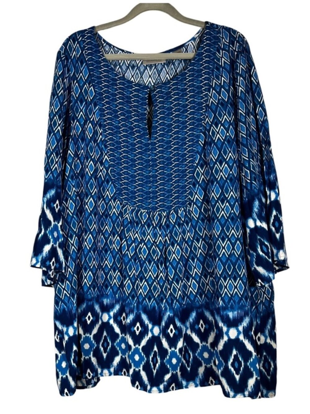 Avenue 18/20 Blue Rayon Boho Tunic Top Plus Size Hollywood Studio Wardrobe